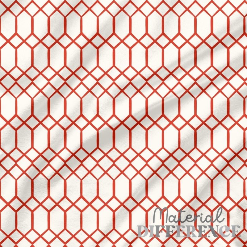 Red geometric pattern on a white background with 'Material Difference' branding.
