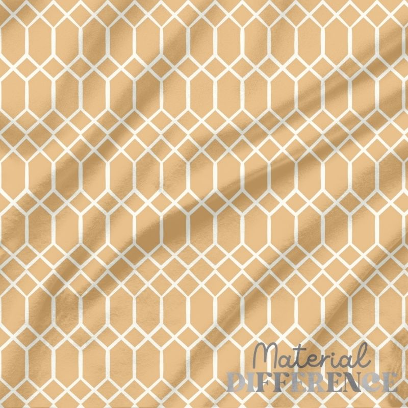 Fabric with a geometric pattern and 'Material Difference' branding.