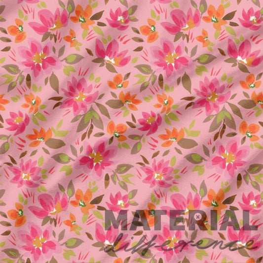 Floral patterned material with pink background