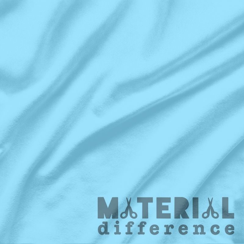 Light blue fabric texture with 'Material Difference' logo.