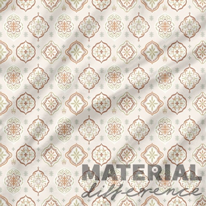 Patterned light brown material with geometric shapes and 'MATERIAL difference' text.