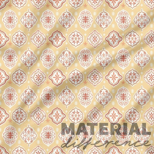 Patterned material with geometric design and 'MATERIAL DIFFERENCE' text on a beige background