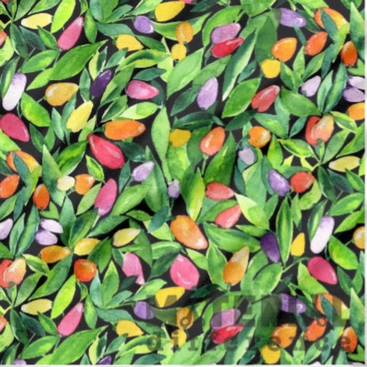 Colorful chillies pattern on a black background