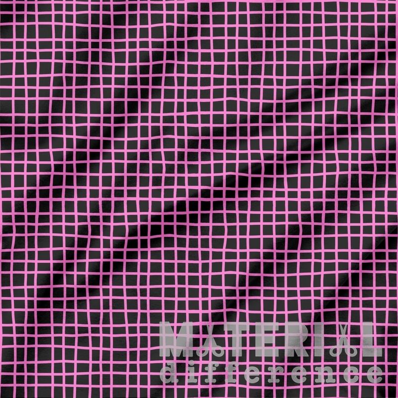 Grid pattern with pink lines on a black background, featuring the text 'MATERIAL DIFFERENCE'.