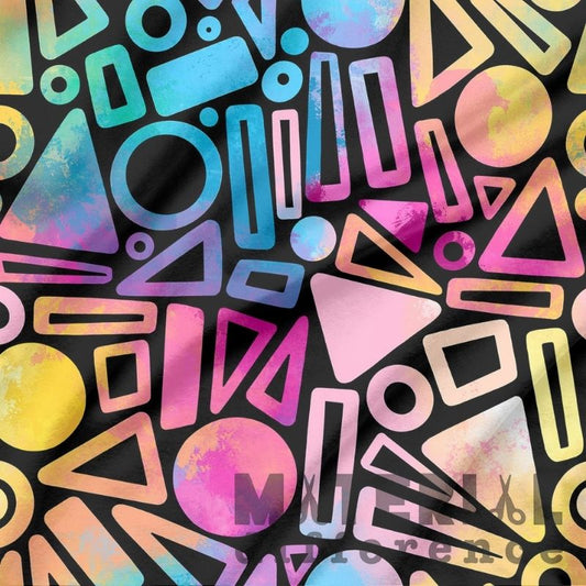 Colorful geometric shapes on a black background