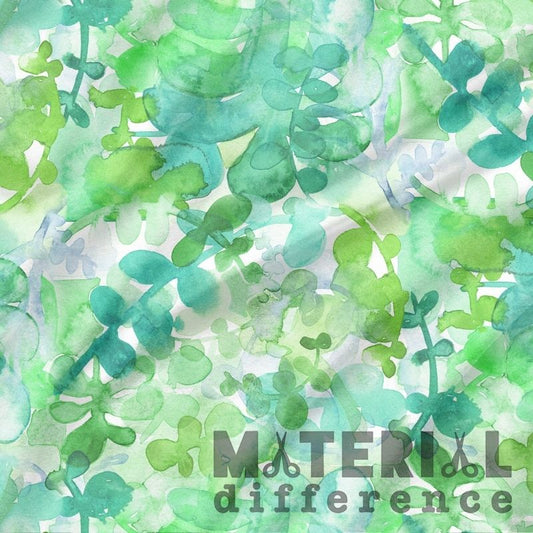 Green leaf pattern with 'Material Difference' text