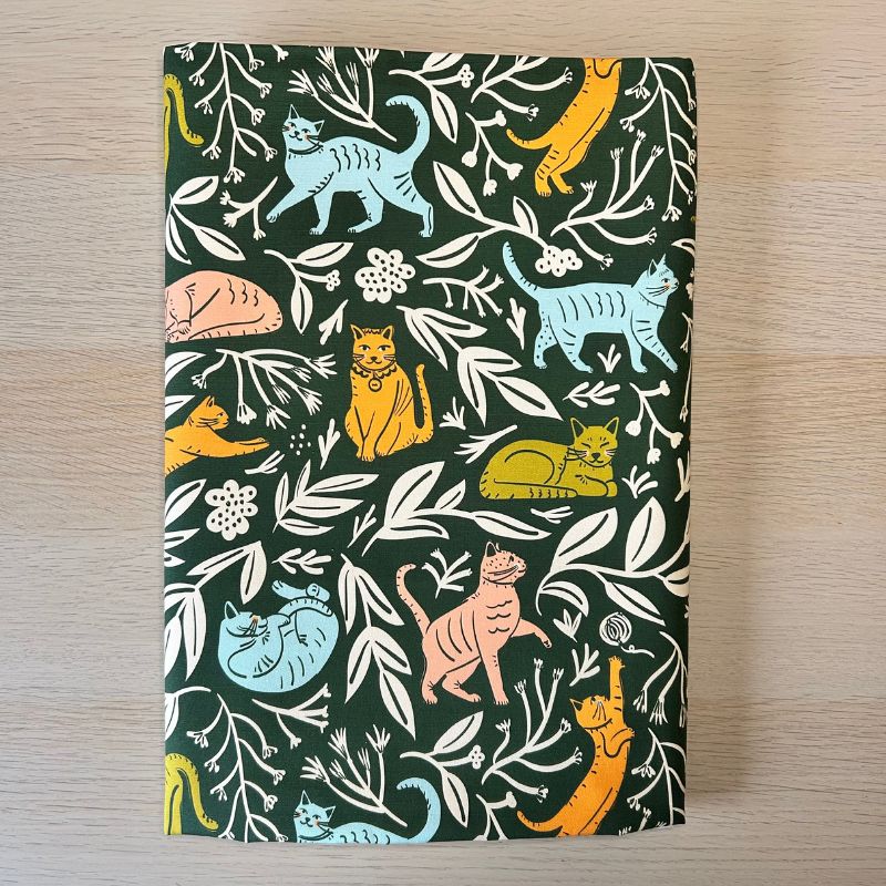Kitty Cats Green COTTON CANVAS