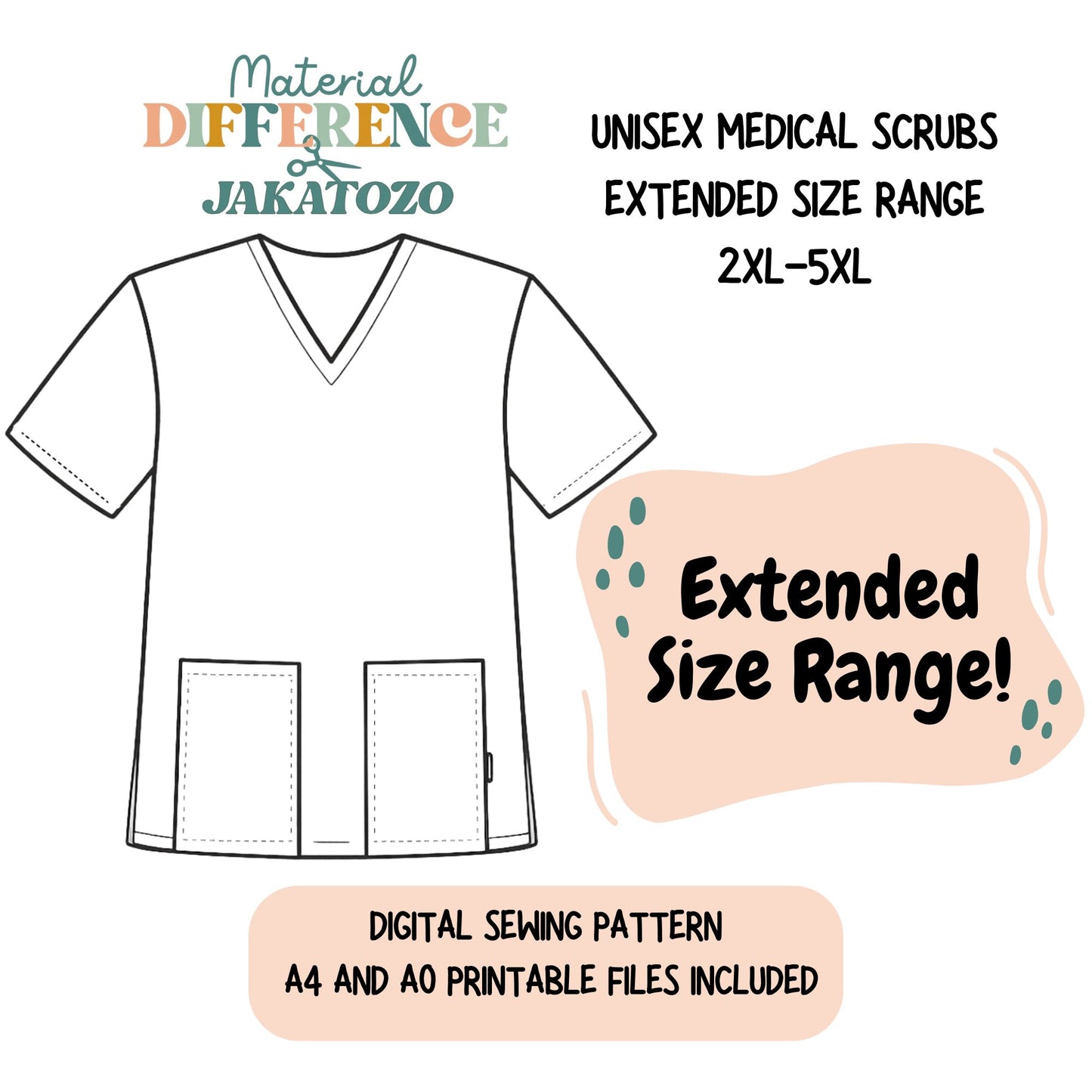 Unisex Curvy Scrubs Digital Sewing Pattern