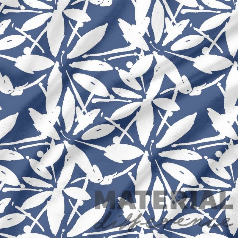 White leaf pattern on a dark blue background with 'MATERIAL Difference' branding.