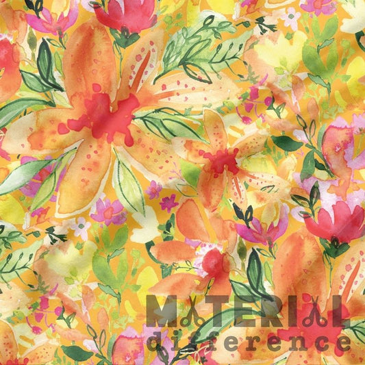 Colorful floral pattern with 'MATERIAL difference' text overlay