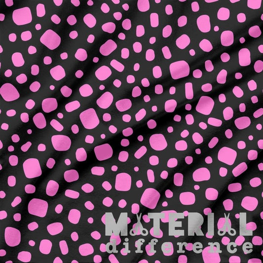 Black fabric with pink polka dots and 'Material Difference' branding.