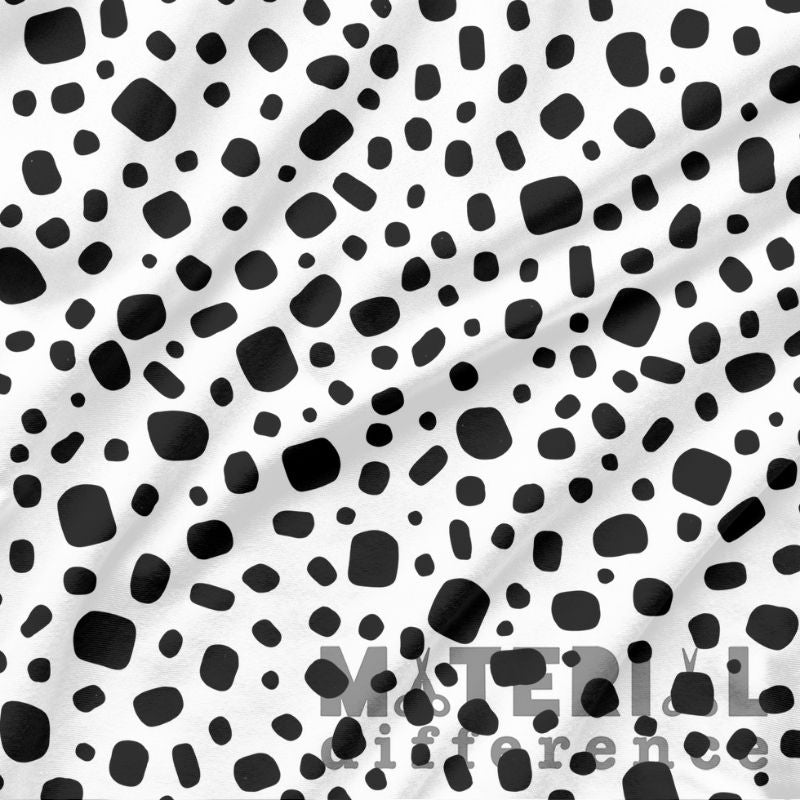 Black and white patterned fabric with 'Material Difference' text overlay