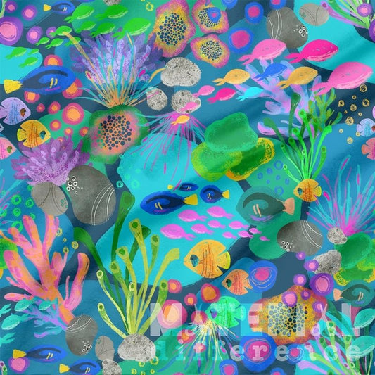 Colorful underwater scene with fish and coral