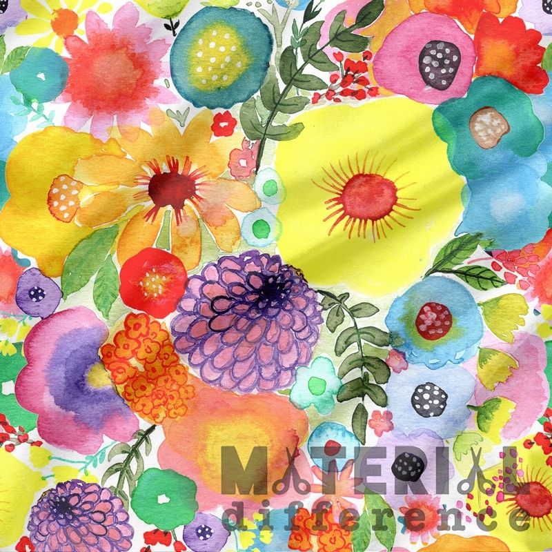 Colorful floral pattern with 'Material Difference' text