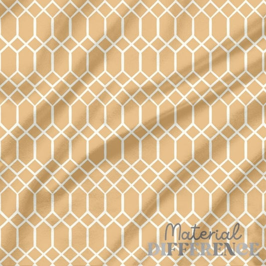 Fabric with a geometric pattern and 'Material Difference' branding.